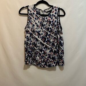 White House Black Market Relaxed Graphic Sleeveless Blouse